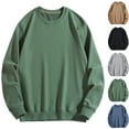 thumbnail image 1 of UVEASISHA Crewneck Sweatshirts for Men Big and Tall Long Sleeve Drop Shoulder Pullover Oversized Casual Cotton Sweatshirt Tops Navy 4XL, 1 of 10