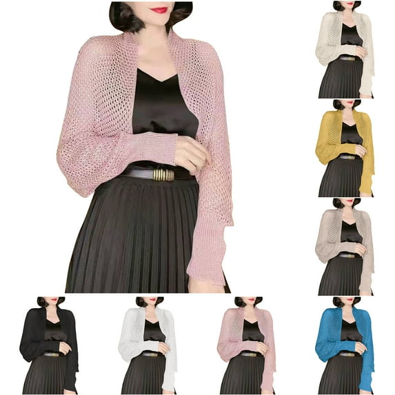 UVEASISHA Crochet Cardigans for Women Hollow Out Long Sleeve Open Front Cardigan Sweaters Boho Casual Beach Cover Ups Black Free Size