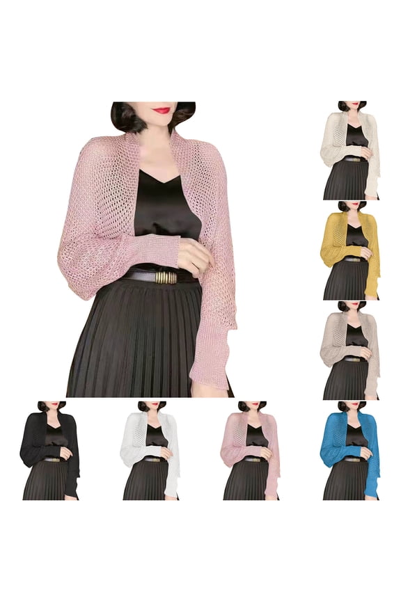 Crochet Cardigans for Women Hollow Out Long Sleeve Open Front Cardigan Sweaters Boho Casual Beach Cover Ups Pink Free Size