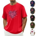 thumbnail image 1 of UVEASISHA Cute Graphic Tees for Men Short Sleeve Crewneck Pullover Valentines Day Heart Print T-Shirts Spring Summer Casual Regular Fit Tee Shirt Army Green L, 1 of 4