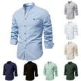 thumbnail image 1 of UVEASISHA Deal of The Day Today Henley Business Casual Shirts for Men Cotton Long Sleeve Button Down Shirt Solid Color Regular Fit Dress Shirts 2025 Fashion Office Work Shirt Gray XL, 1 of 3