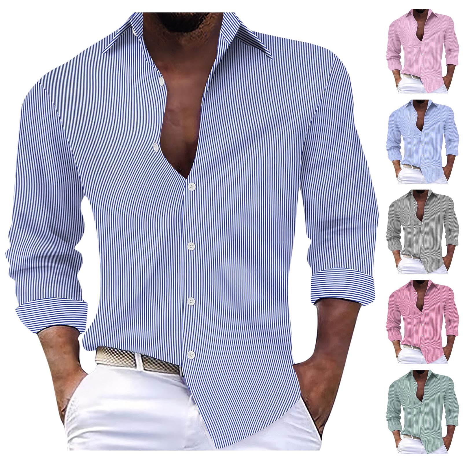 Mens Slim Fit Button Down Shirt Men's Button Down Casual Shirt Long ...
