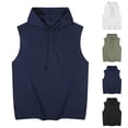 thumbnail image 1 of UVEASISHA Drawstring Hoodie Shirts for Men Casual Basic Sleeveless Hooded Tank Tops Lightweight Breathable Muscle Shirt Comfort Going Out Tops Navy XL, 1 of 8
