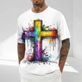 thumbnail image 1 of UVEASISHA Easter Cross Graphic Tees for Men Christian Tie Dye 3D Print Short Sleeve T-Shirt Big and Tall Casual Religious Faith Tee Top for Church Multicolor XL, 1 of 5