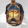 thumbnail image 1 of UVEASISHA Easter Day Men's Graphic Tees Jesus Cross Print Short Sleeve Casual T-Shirt Big and Tall Christian Religious Faith Top for Celebrations Yellow XXL, 1 of 5