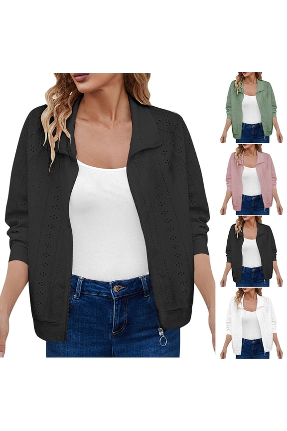 Eyelet Jackets for Women Dressy Casual Cropped Jacket Summer Beach Swimsuit Cover Ups Pink XXL