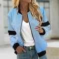 thumbnail image 1 of UVEASISHA Fall Jacket for Women Gradient Coat Thin Lightweight Bomber Jackets Long Sleeve Zip Up Joggers Jackets A-Blue L, 1 of 5