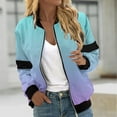 thumbnail image 1 of UVEASISHA Fall Jacket for Women Gradient Coat Thin Lightweight Bomber Jackets Long Sleeve Zip Up Joggers Jackets Mint Green L, 1 of 5