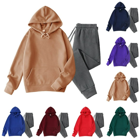 UVEASISHA Fall Outfits for Men Fleece Lined Oversized Hoodie Sweatshirts and Sweatpants Sets Solid Color Casual Loose Sweatsuits Set with Pockets Purple XL