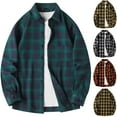 thumbnail image 1 of UVEASISHA Fashion Flannel Jacket for Men Plaid Long Sleeve Button Down Shirt Jackets Cotton Casual Drop SHoulder Lightweight Shacket with Pocket Orange L, 1 of 5