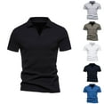 thumbnail image 1 of UVEASISHA Fashion Polo Shirts for Men Short Sleeve Big and Tall Collared T-Shirt Regular Fit Business Work Polos Navy L, 1 of 1