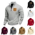 thumbnail image 1 of UVEASISHA Fleece Lined Half Zip Sweatshirts for Men Mock Neck Long Sleeve Pullover Sweatshirt Fall Winter Fashion Golf Shirts Brown L, 1 of 8