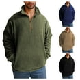 thumbnail image 1 of UVEASISHA Fleece Sweatshirts for Men Half Zip Stand Collar Pullovers Solid Color Long Sleeve Vintage Sweatshirt 2025 Fall Winter Warm Pullover Tops Black L, 1 of 10