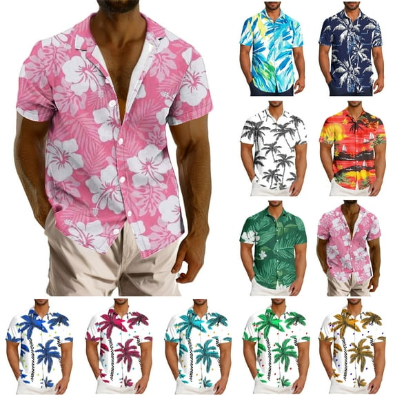 UVEASISHA Floral Button Down Shirts for Men Big and Tall Hawaiian Shirt Short Sleeve Regular Fit Beach Shirts Summer Casual Tropical Aloha Shirt Mint Green 3XL