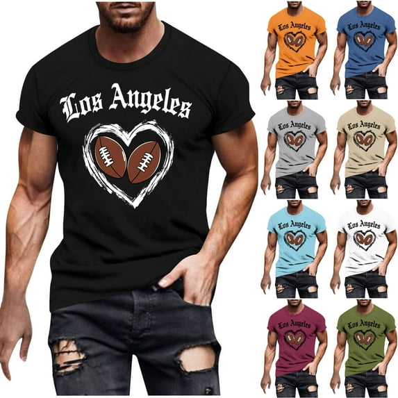 UVEASISHA Football Graphic Tees for Men Big and Tall Crewneck Short Sleeve T-Shirts Game Day Casual Slim Fit Workout Shirt Army Green M