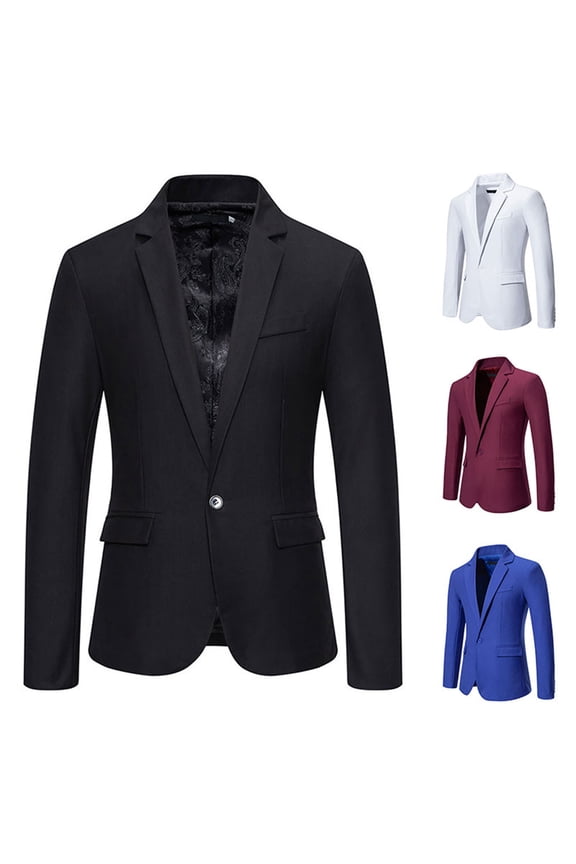 Formal Suit Jacket for Men Business Casual Office Blazers Sing Breasted Lapel One Button Wedding Guest Suits with Pockets Holiday Sales,Wine,2XL