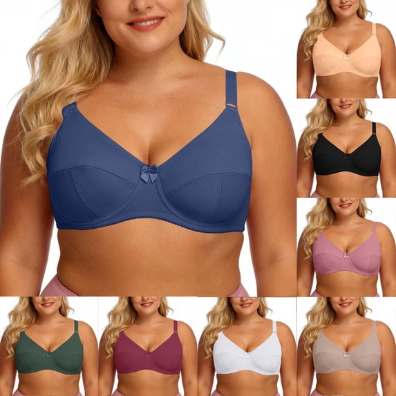 UVEASISHA Full Figure Bras for Women Plus Size Wireless Bralette Scalloped Full Coverage Minimizer Bras Push Up Everyday Bras Beige S
