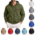 thumbnail image 1 of UVEASISHA Full Zip Hooded Jackets for Men Drawstring Lightweight Zip Up Hoodies Loose Fit Long Sleeve Athletic Jacket Solid Color Casual Outerwear Daily Street Style Blue XXL, 1 of 10