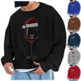 thumbnail image 1 of UVEASISHA Fun Christmas Gifts for Men Crewneck Sweatshirts Novelty Wine Glass Printed Long Sleeve Pullover 2025 Fashion Xmas Oversized Sweatshirt Top Christmas Sales Today Gray M, 1 of 5