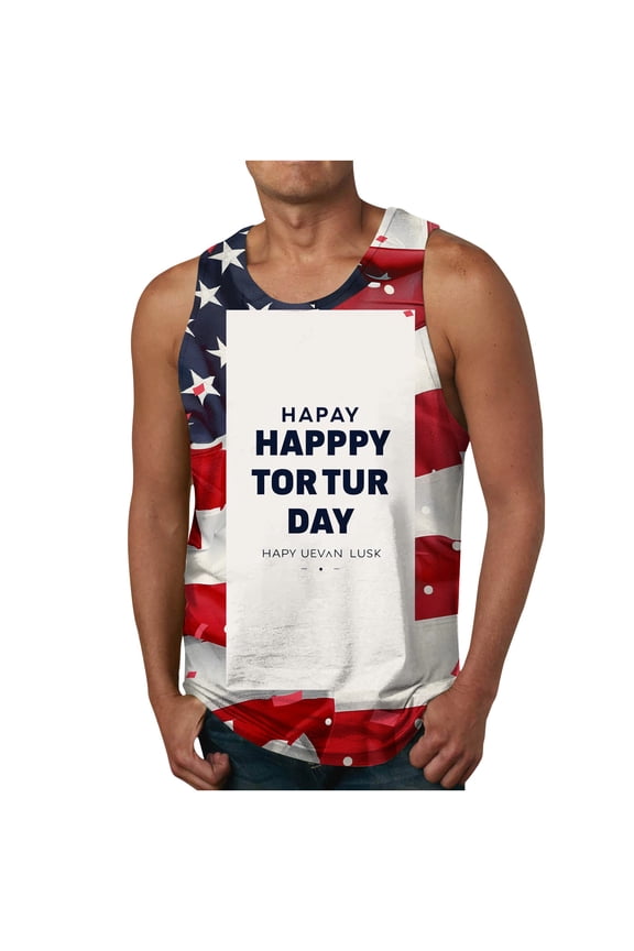 Funny 4th of July Tank Tops for Men,Men's Patriotic Tank Tops American Flag Workout Tee Shirt Sleeveless Muscle Shirts for Bodybuilding Gym Fitness Training Multicolor