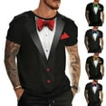 thumbnail image 1 of UVEASISHA Funny Shirts for Men 3D Tuxedo Print Short Sleeve Graphic Tees Regular Fit Casual Crewneck Pullover Valentines Day Party T-Shirts Green 3XL, 1 of 8