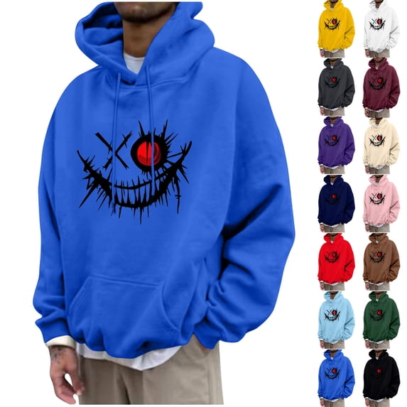UVEASISHA Funny Sweatshirts for Men Drawstring Pullover Hoodies Fall Long Sleeve Hooded Sweatshirt Novelty Print Hoody Tops with Kangaroo Pocket Beige S