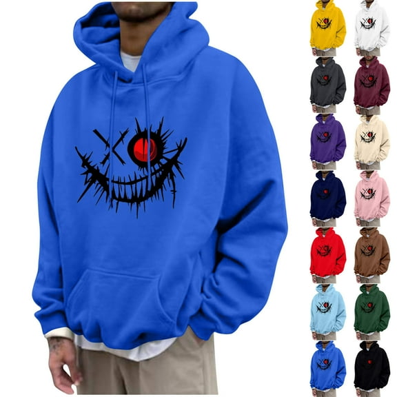 UVEASISHA Funny Sweatshirts for Men Drawstring Pullover Hoodies Fall Long Sleeve Hooded Sweatshirt Novelty Print Hoody Tops with Kangaroo Pocket Purple XL