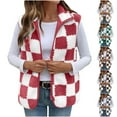 thumbnail image 1 of UVEASISHA Fuzzy Vest for Women Sleeveless Casual Checkered Jackets Fall Fleece Shacket Jacket Lightweight Zip Up Outerwear Vests Christmas Gifts Green L, 1 of 8