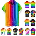 thumbnail image 1 of UVEASISHA Gay Pride Shirts Men,Men's Beach Shirts Gay Pride Rainbow Summer Short Sleeve Button Down Vacation Shirt Gift 2025,Black,XXL, 1 of 5
