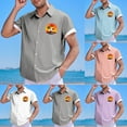thumbnail image 1 of UVEASISHA Graphic Hawaiian Shirt for Men Short Sleeve Button Down Shirts Holiday Casual Sunset Print Beach Tops Big and Tall Stylish Tropical Vacation Shirt Summer Savings Gray XXXL, 1 of 4