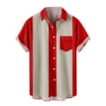 thumbnail image 1 of UVEASISHA Hawaiian Shirt for Men Funny,2025 Mens Casual Button Down Beach Short Sleeve Shirts Color Block Summer Holiday Vacation Tops with Pocket Red XL, 1 of 4