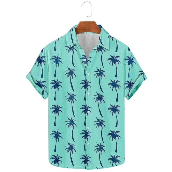 UVEASISHA Hawaiian Shirts for Men Aloha Beach Tops Summer Fashion Palm Tree Print Button Down Shirt Big and Tall Short Sleeve Bowling Shirts Holiday Sales 2025 Multicolor M