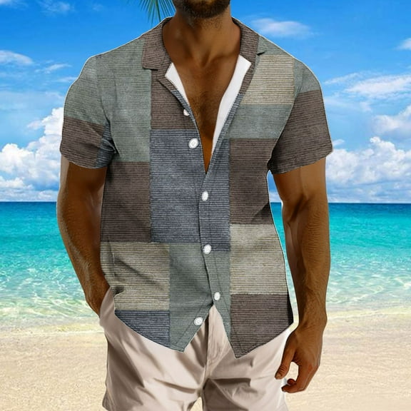 UVEASISHA Hawaiian Shirts for Men,Mens Beach Dress Shirt Short Sleeve Button Down Shirts Casual Lapel Printed Summer Vacation Tropical Shirts 2025 Sales Today of The Day