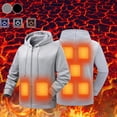 thumbnail image 1 of UVEASISHA Heated Hoodies for Men Drawstring Long Sleeve Zip Up Sweatshirts Unisex 7 Zones Electric Heating Jackets Winter Fleece Warm Hooded Jacket Black XXL, 1 of 10