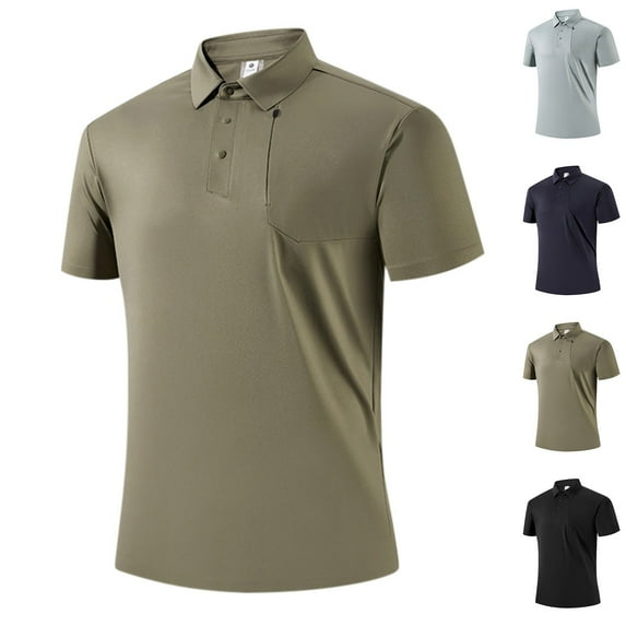 UVEASISHA Hi Vis Polo Shirts for Men Safety Reflective Shirts Short Sleeve Construction Work Collared T-Shirt Army Green XL