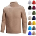 thumbnail image 1 of UVEASISHA High Neck Long Sleeve Sweater for Men Cable Knit Casual Pullover Tops Solid Color Knitted Sweaters Winter Thermal Undershirts Sky Blue XXL, 1 of 6