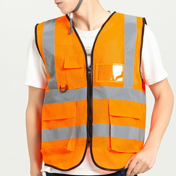 UVEASISHA High Visibility Safety Vest for Men Reflective Stripes Work Waistcoat Outdoor Lightweight Quick Dry Mesh Vest with Pockets Green Free Size