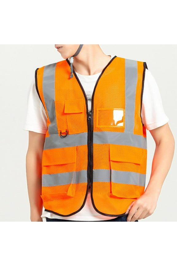 High Visibility Safety Vest for Men Reflective Stripes Work Waistcoat Outdoor Lightweight Quick Dry Mesh Vest with Pockets Green Free Size