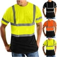 thumbnail image 1 of UVEASISHA High Visibility Shirts for Men Mesh Quick Dry Safety T Shirts with Reflective Strips Outdoor Hi Vis Construction Work Shirt Short Sleeve Pocket Tees Yellow M, 1 of 10