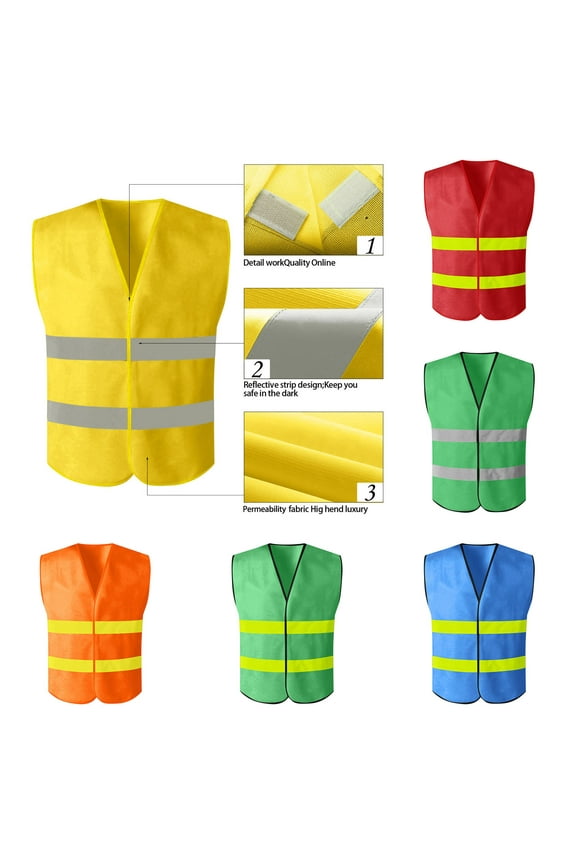 High Visibility Vest for Men Reflective Safety Vests Outdoor Sleeveless Quick Dry Work Jackets Lightweight Cycling Waistcoat Yellow Free Size