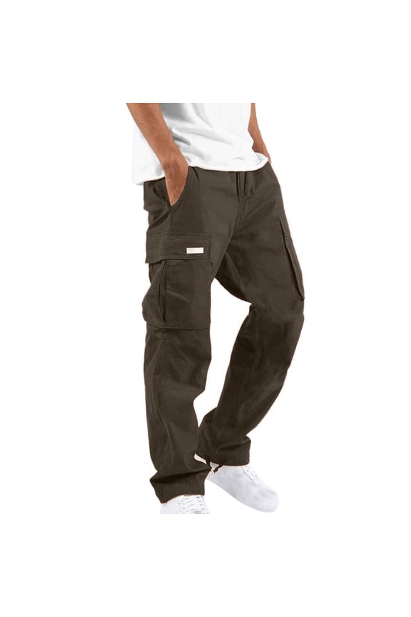 Hiking Cargo Pants for Men Ripstop Cotton Tactical Pants Lightweight Outdoor Camping Work Pant with Pockets Brown XXL