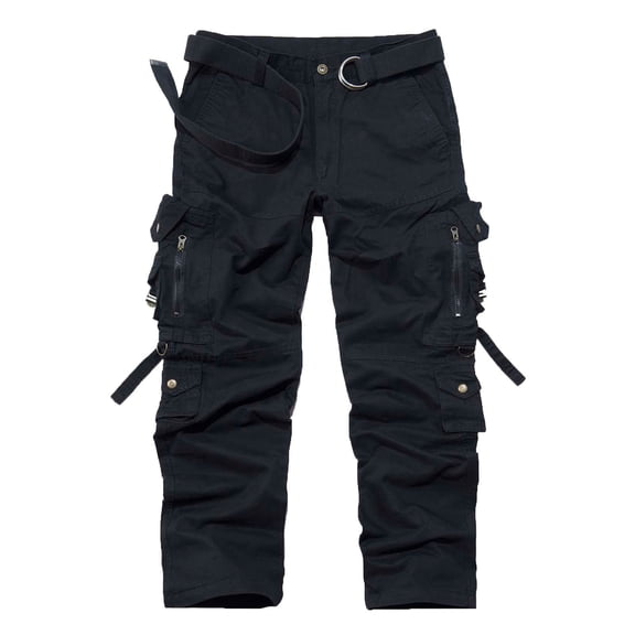 UVEASISHA Hiking Cargo Pants for Men Ripstop Tactical Work Pants Big and Tall Outdoor Camping Fishing Pants with Multi Pockets Black 36