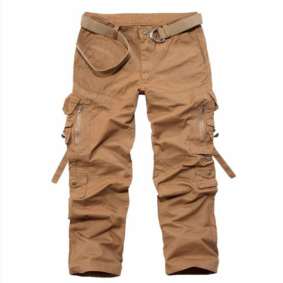 UVEASISHA Hiking Cargo Pants for Men Ripstop Tactical Work Pants Big and Tall Outdoor Camping Fishing Pants with Multi Pockets Yellow 32