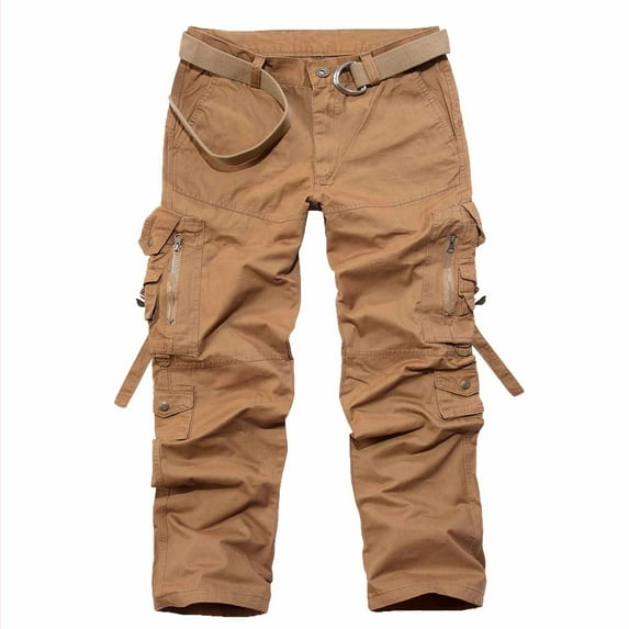 UVEASISHA Hiking Cargo Pants for Men Ripstop Tactical Work Pants Big and Tall Outdoor Camping Fishing Pants with Multi Pockets Yellow 36