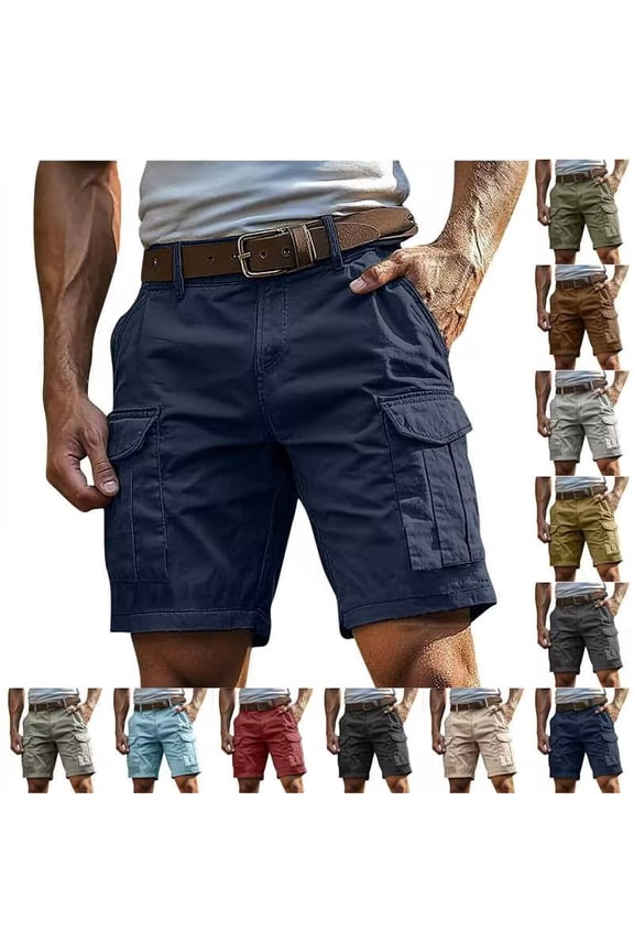 Hiking Shorts for Men Big and Tall Cargo Shorts Loose Fit Straight Leg Work Shorts Solid Color Lightweight Outdoor Fishing Shorts with Multi Pockets Orange XXL