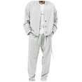 thumbnail image 1 of UVEASISHA Jogger Sets for Men 2 Piece Casual Lapel Button Jacket Sweatsuit Drawstring Long Pants Tracksuit Outfits 2024 Fall Loose Sport Suit Set Todays Deals, 1 of 5