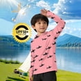 thumbnail image 1 of UVEASISHA Kids Pink Shark Print Hooded Rash Guard UPF 50+ Quick Dry Long Sleeve Swim Shirt for Boys Girls Ages 5-15 Watermelon Red 130, 1 of 6