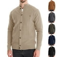 thumbnail image 1 of UVEASISHA Knit Cardigan Sweaters for Men Button Down Casual Stand Collar Pullover Sweater Lightweight Fashion Open Front Cardigans Fall Thin Knitted Jacket Beige XL, 1 of 6