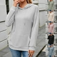 thumbnail image 1 of UVEASISHA Knit Hoodies for Women Long Sleeve Casual Solid Color Sweatshirts Drawstring Hooded Pullover Tops Lightweight Soft Sweatshirt with Pocket Blue L, 1 of 6