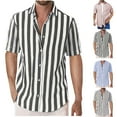 thumbnail image 1 of UVEASISHA Striped Button Down Shirts for Men Short Sleeve Lapel Beach Shirt Lightweight Casual Loose Vacation Shirts Summer Hawaiian Shirt Sky Blue XL, 1 of 5